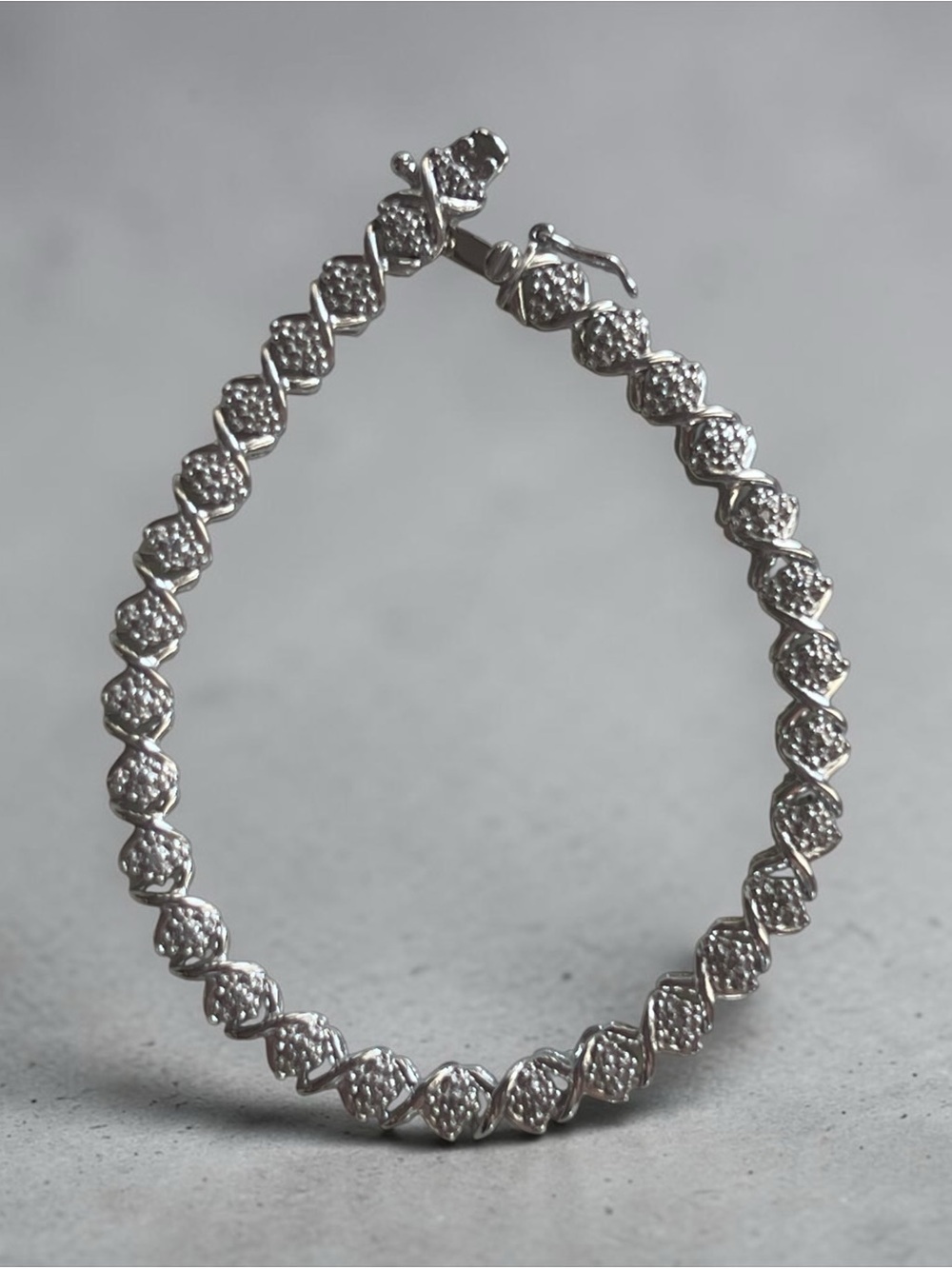 Tennis Bracelet for Women 1 Row Sterling Silver RH 7.25"